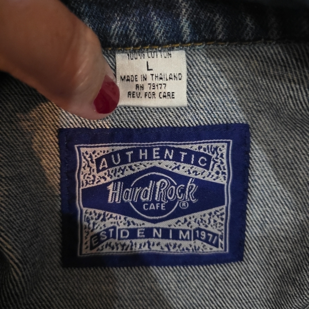 Vintage 90s Hard Rock Cafe New Orleans Denim Jacket Adults Size Large Y2K Grunge - Picture 3 of 5